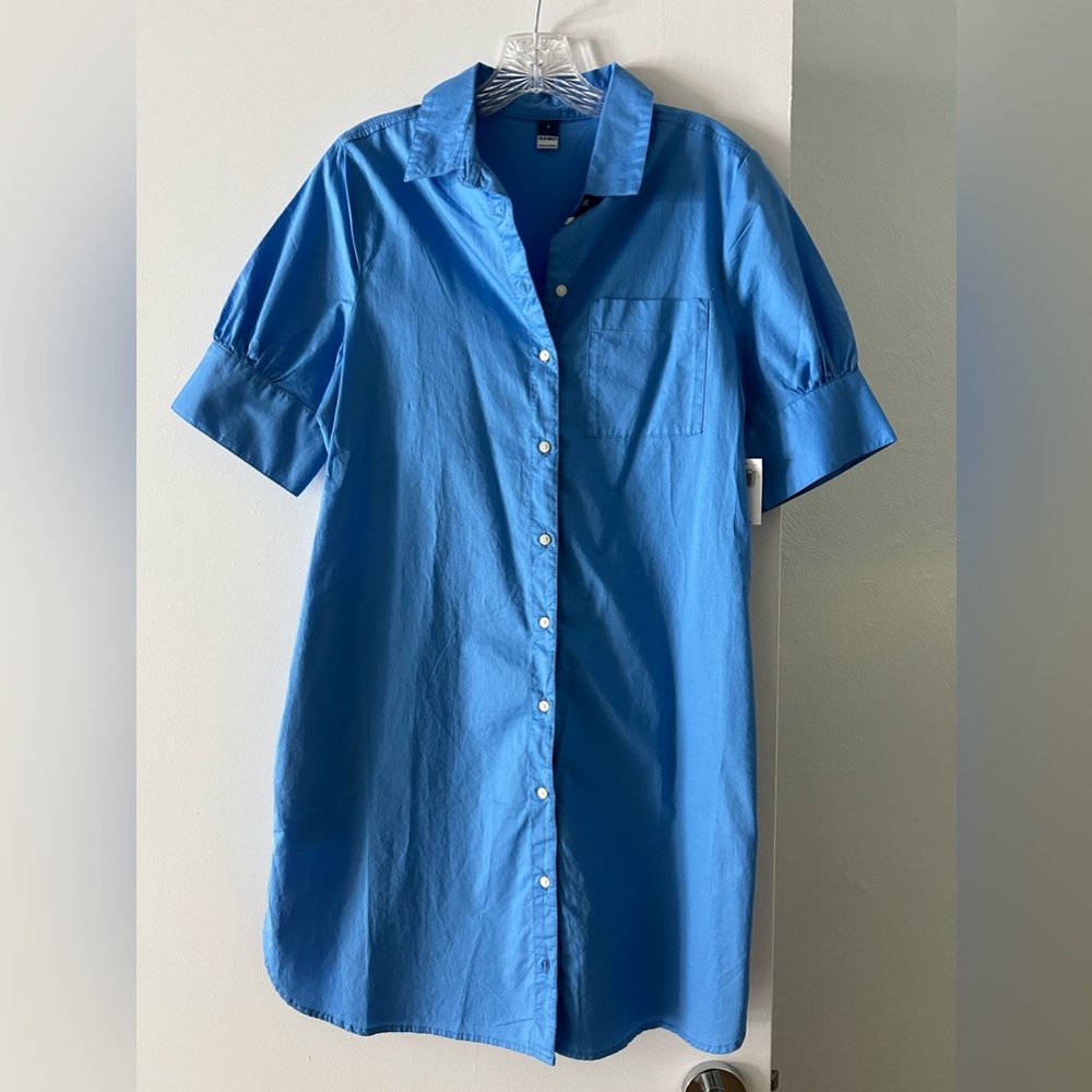 NWT Women’s Old Navy French Blue Puffed Sleeve Shirt Dress Size Small